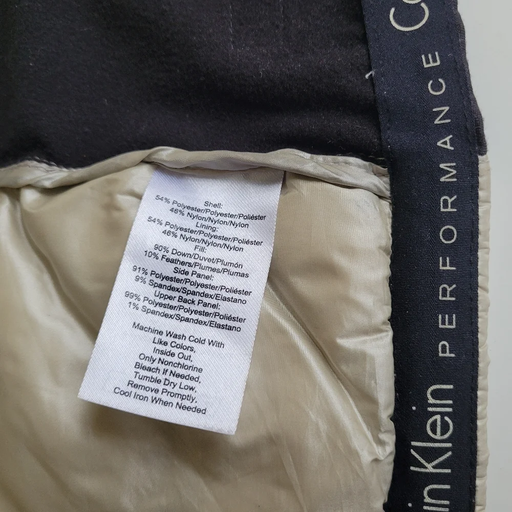 Calvin Klein Performace Down Quilted Puffer Vest Gold Black Womens Medium